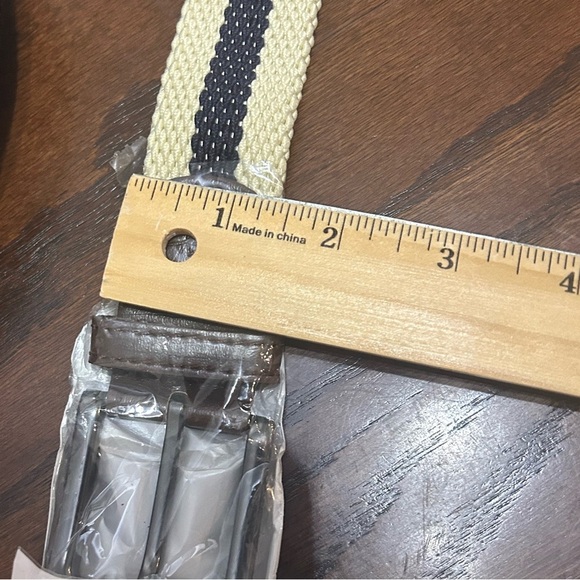 Boston Scott Golf Mens Belt Size 36 Brown Leather and Canvas Silver Tone Buckle - Picture 4 of 5